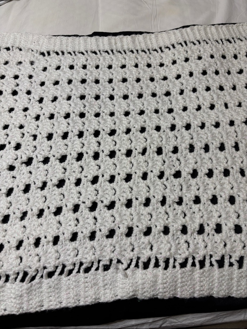 Handmade cream hand Crochet Throw Blanket. New!